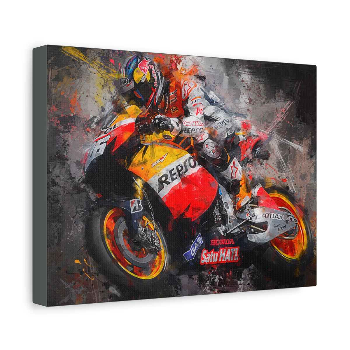 Experience the Thrill: Stretched Canvas Fine Art MotoGP Print Poster - Ready to Hang, Wall Art MotoGP Gift