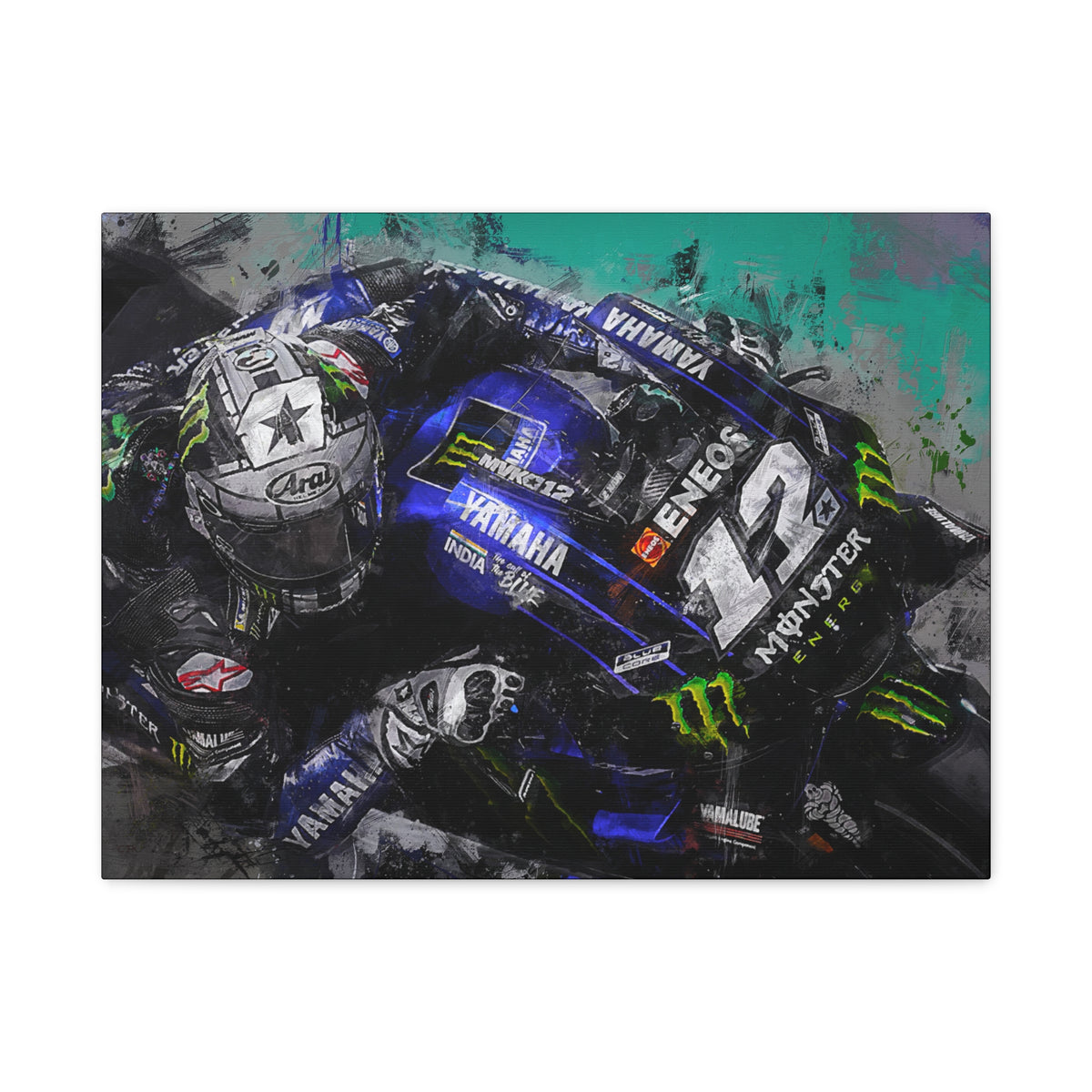 Dynamic MotoGP Thrills: Stretched Canvas Fine Art Print Poster - Ready to Hang, Wall Art MotoGP Gift