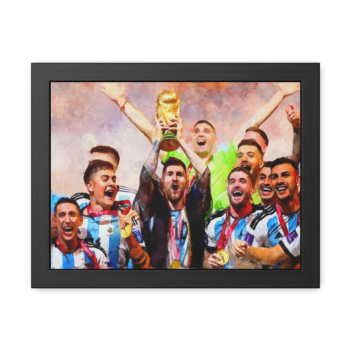 World Cup Winners 2022 Argentina Watercolor Painting, Ready to Hang Framed Art Print Poster,  Argentina Fan Gift