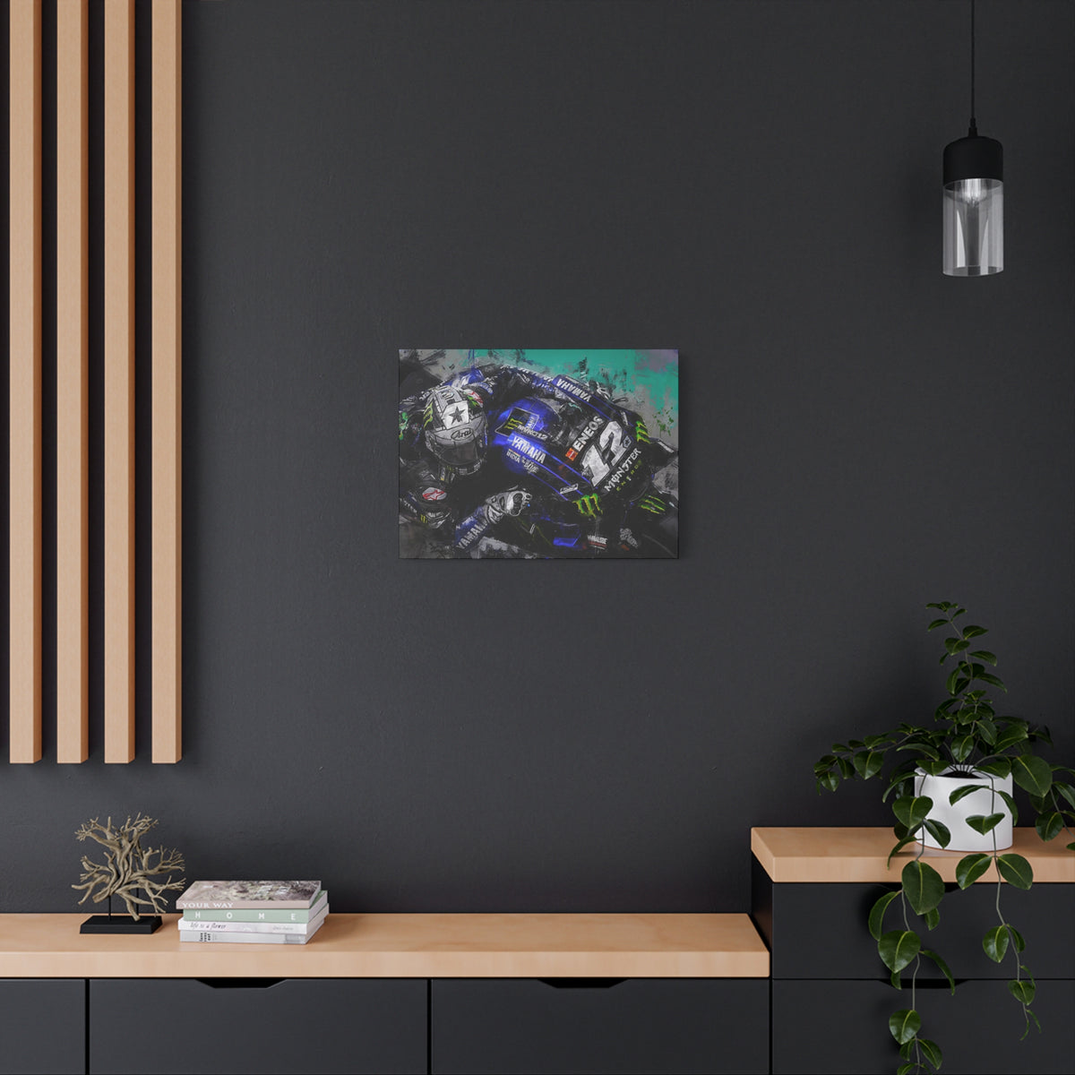 Dynamic MotoGP Thrills: Stretched Canvas Fine Art Print Poster - Ready to Hang, Wall Art MotoGP Gift
