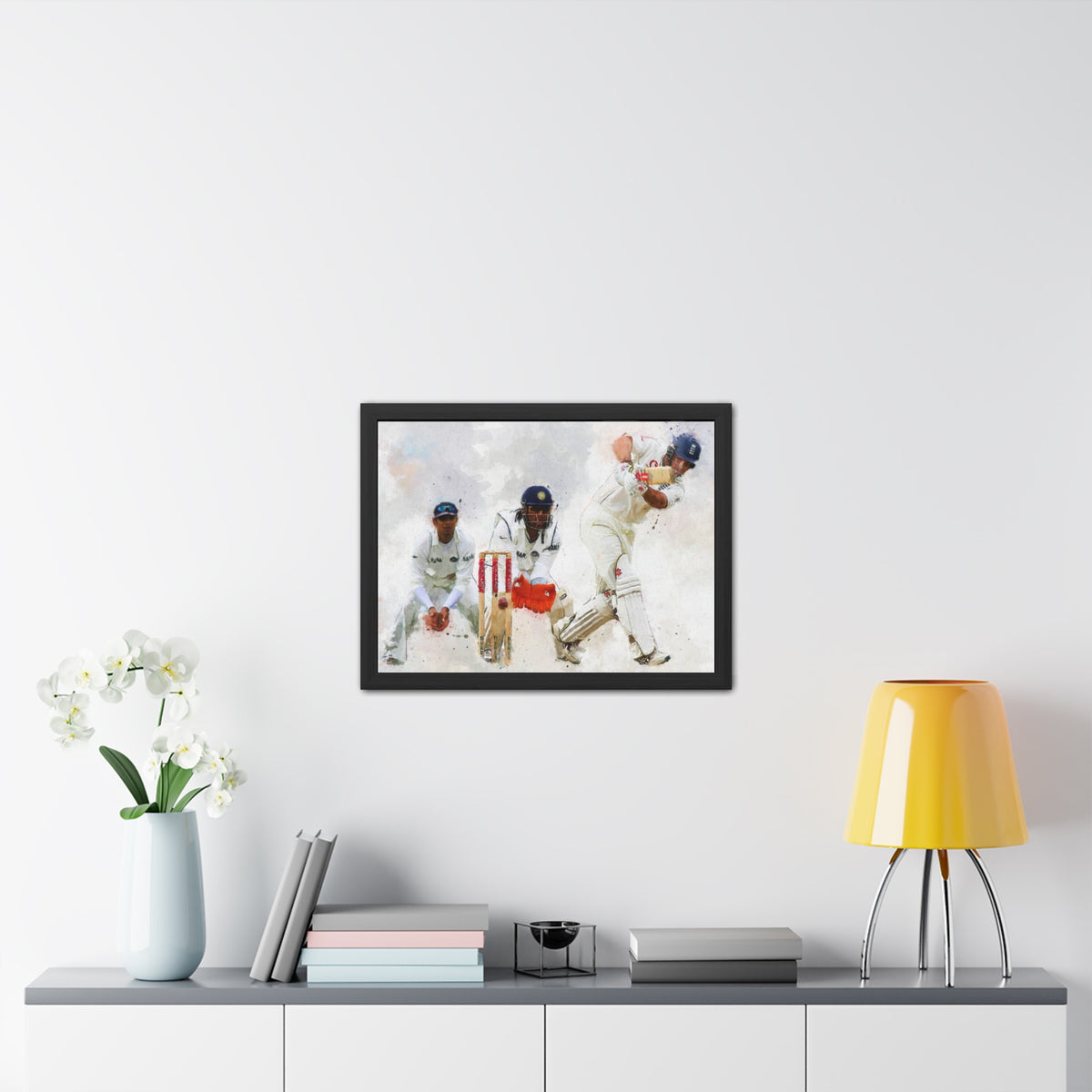 Dynamic Cricket Trio: Batter, Wicketkeeper, Slip Fielder Watercolour Art Print Poster- Ready to Hang Cricket Gift