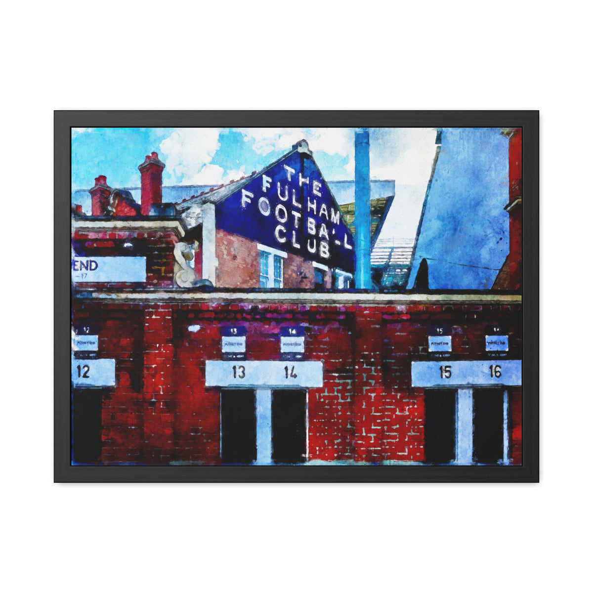 Fulham’s Craven Cottage - Expressionist Modern Art - Ready to Hang Framed Watercolour Fine Art Painting Print Poster, Football Wall Art, Soccer Fan Gift