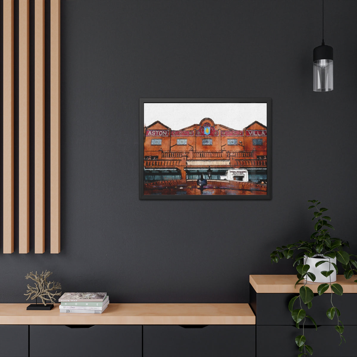 Aston Villa - Expressionist Modern Art - Ready to Hang Framed Watercolour Fine Art Painting Print Poster, Football Wall Art, Soccer Fan Gift
