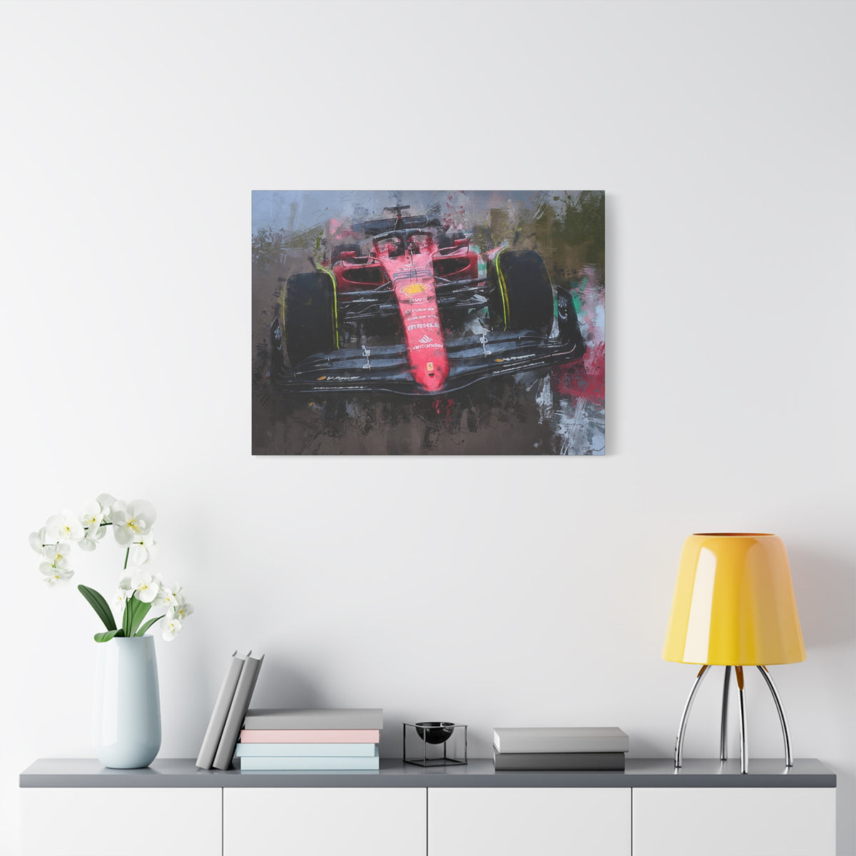 Roar of the Track: Stretched Canvas F1 Racing Car Fine Art Print Poster - Ready to Hang, Wall Art Formula One Gift