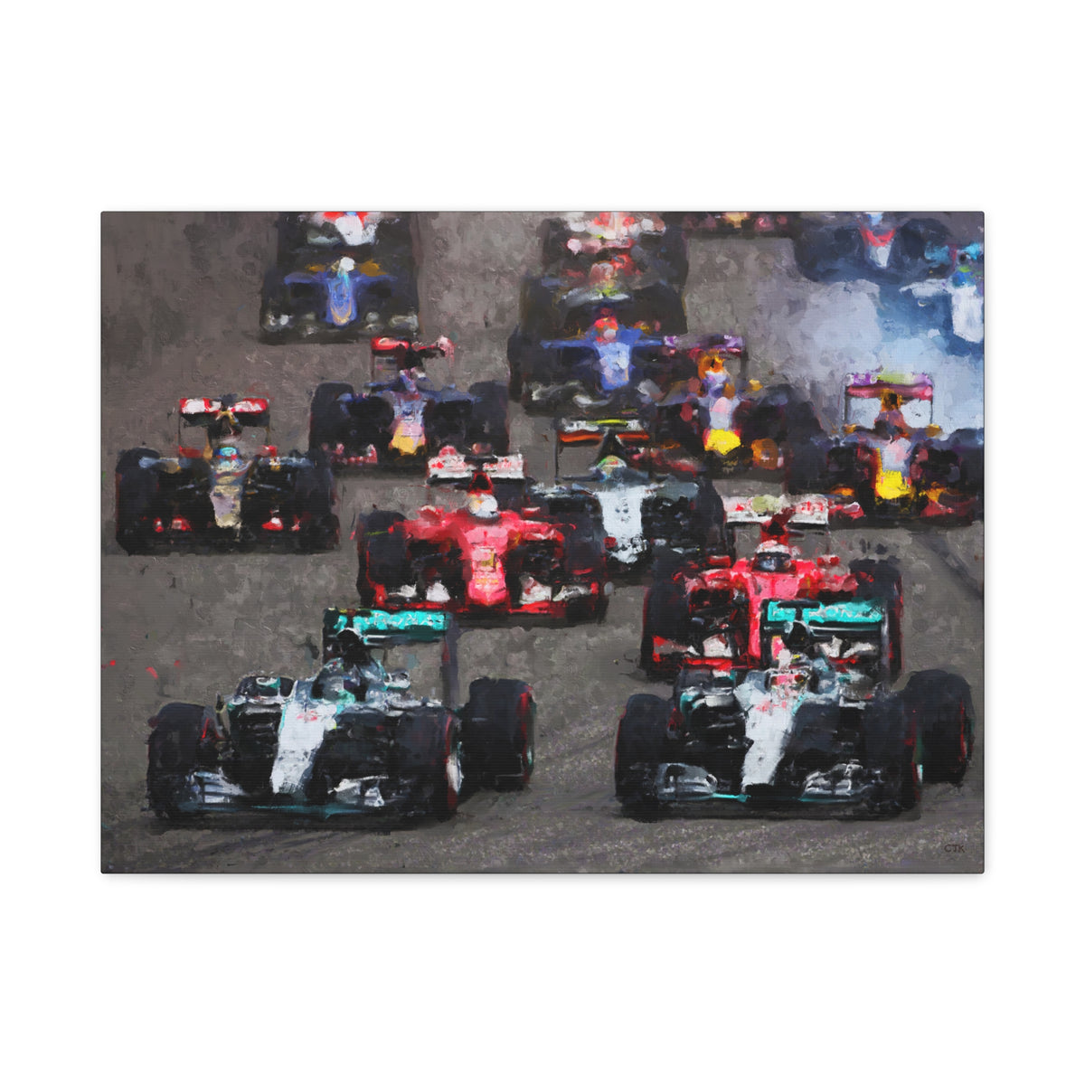 Fuel Your Walls with Speed: Stretched Matte Canvas Fine Art F1 Print Poster - Ready to Hang, Wall Art Formula One Gift