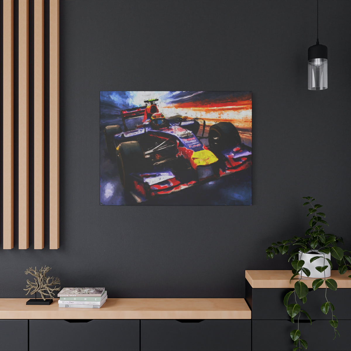 Speeding through a  Monaco Circuit Tunnel: Stretched Canvas F1 Fine Art Print Poster - Ready to Hang, Wall Art Formula One Gift