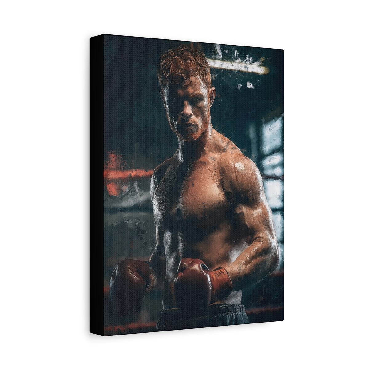 Canelo Álvarez Painting: Expressive Boxing Brilliance - Stretched Canvas Fine Art Boxing Print Poster, Ready to Hang, Wall Art Boxing Gift