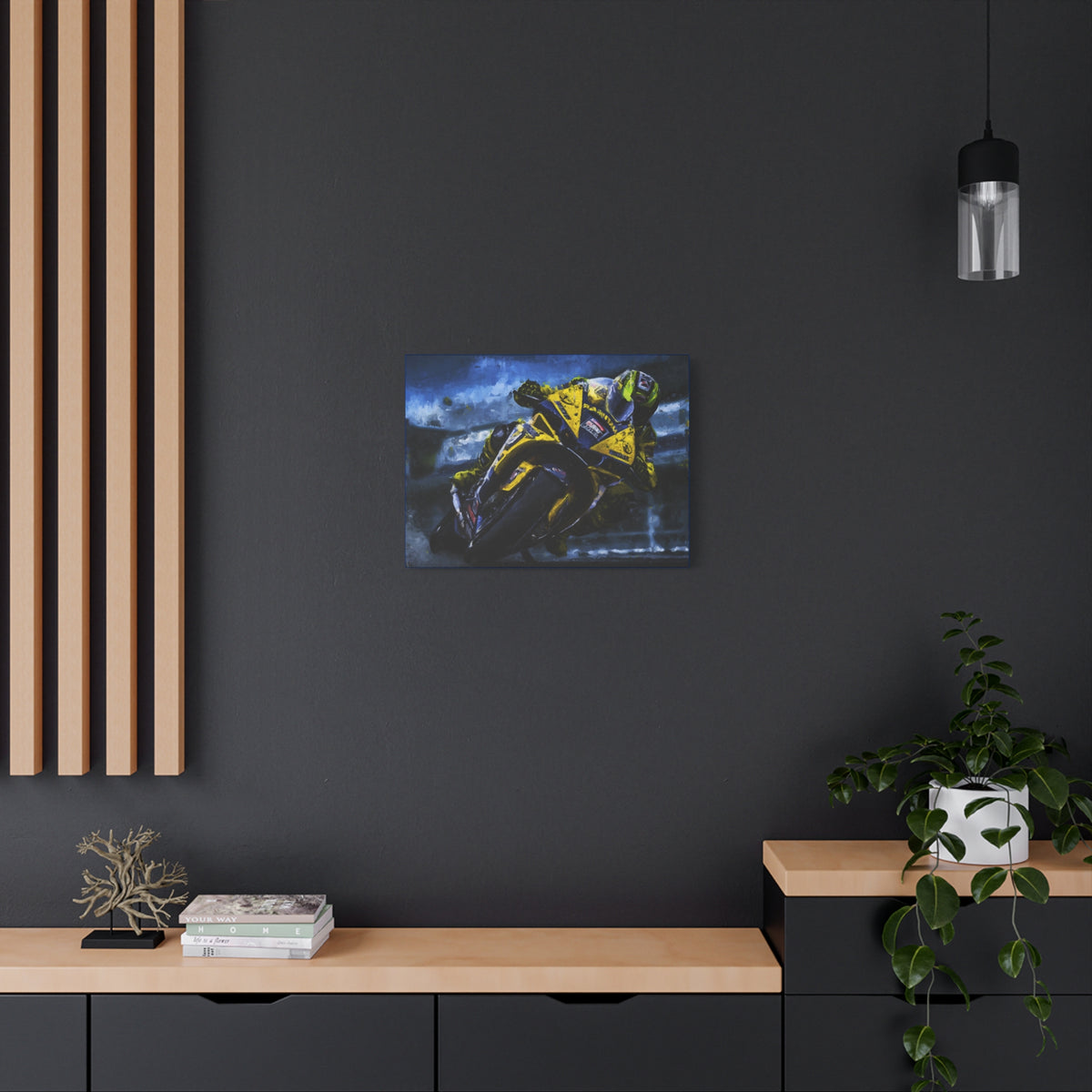 Feel the Thrill: Impressionist MotoGP Bike Rider, Fine Art Print on Stretched Matte Canvas - Ready to Hang, Wall Art MotoGP Gift.