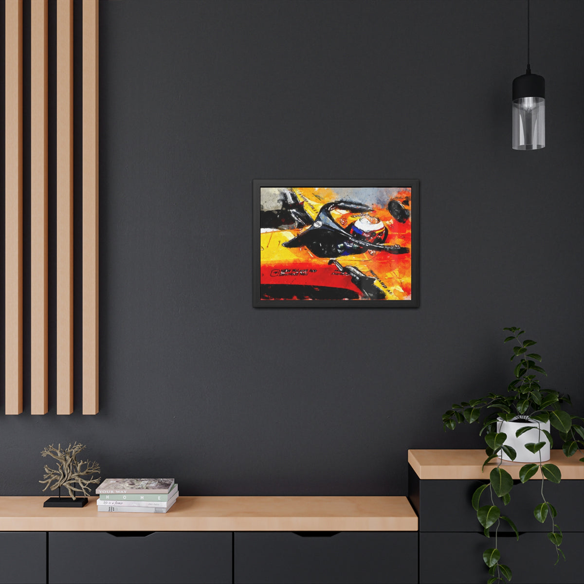 Capture the F1 Essence with Carlos Sainz - Framed Watercolour Fine Art Print Poster - Ready to Hang, Wall Art Formula One Gift