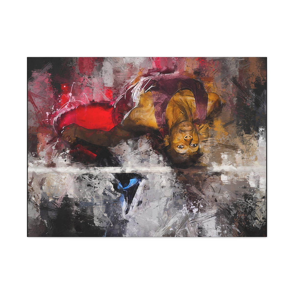 Expressionist High Jumper Modern Art on Canvas – Perfect Athletics Décor and Gift – Stretched Canvas Athletics Fine Art Print Poster- Ready to Hang Wall Art, High Jump Fan Gift