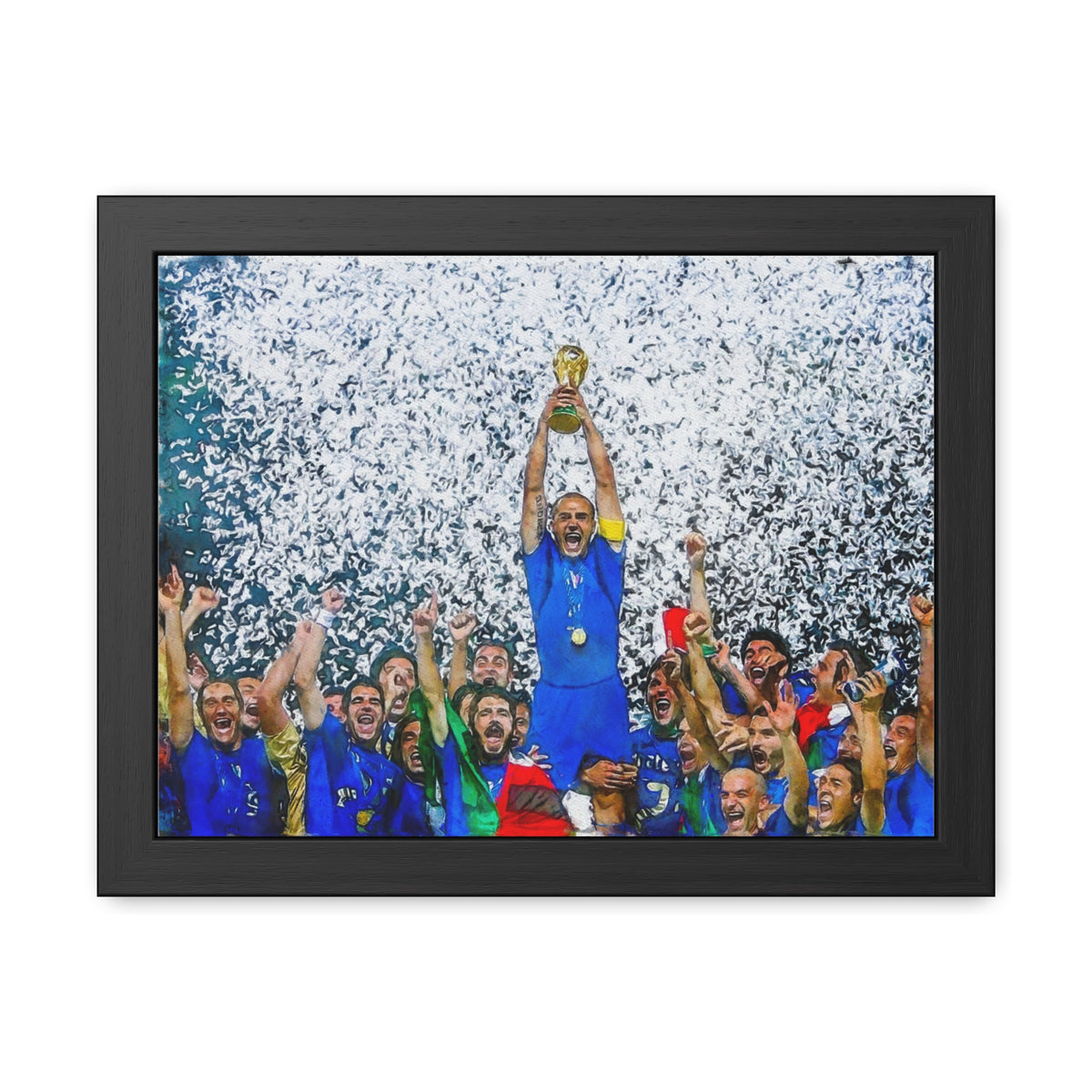 World Cup Winners 2006 Italy Watercolor Painting, Ready to Hang Framed Art Print Poster, Azzurri Fan Gift
