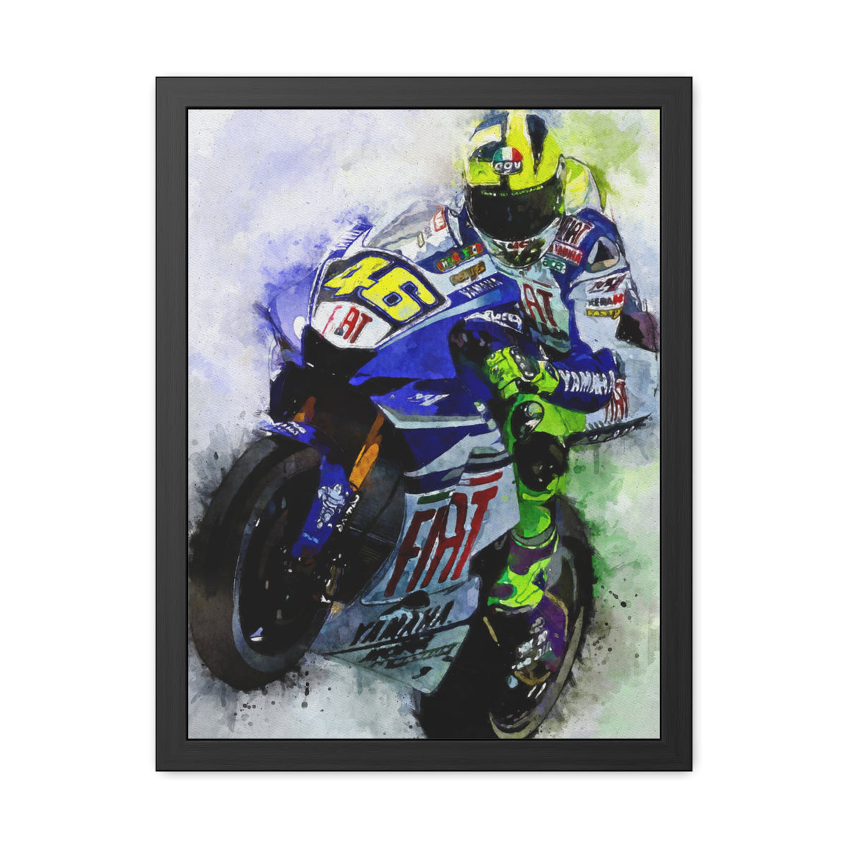 MotoGP Thrills Unleashed: Framed Watercolour Fine Art MotoGP Print - Ready to Hang, Wall Art Poster for the Ultimate MotoGP Gift