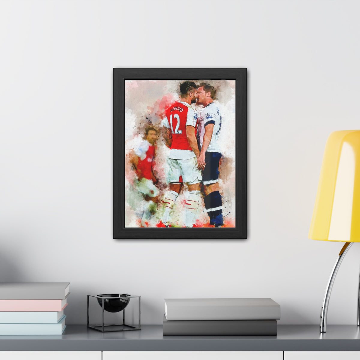 Arsenal vs. Tottenham Derby Ready to Hang Framed Watercolour Fine Art Painting Print Poster, Football Wall Art, Soccer Fan Gift