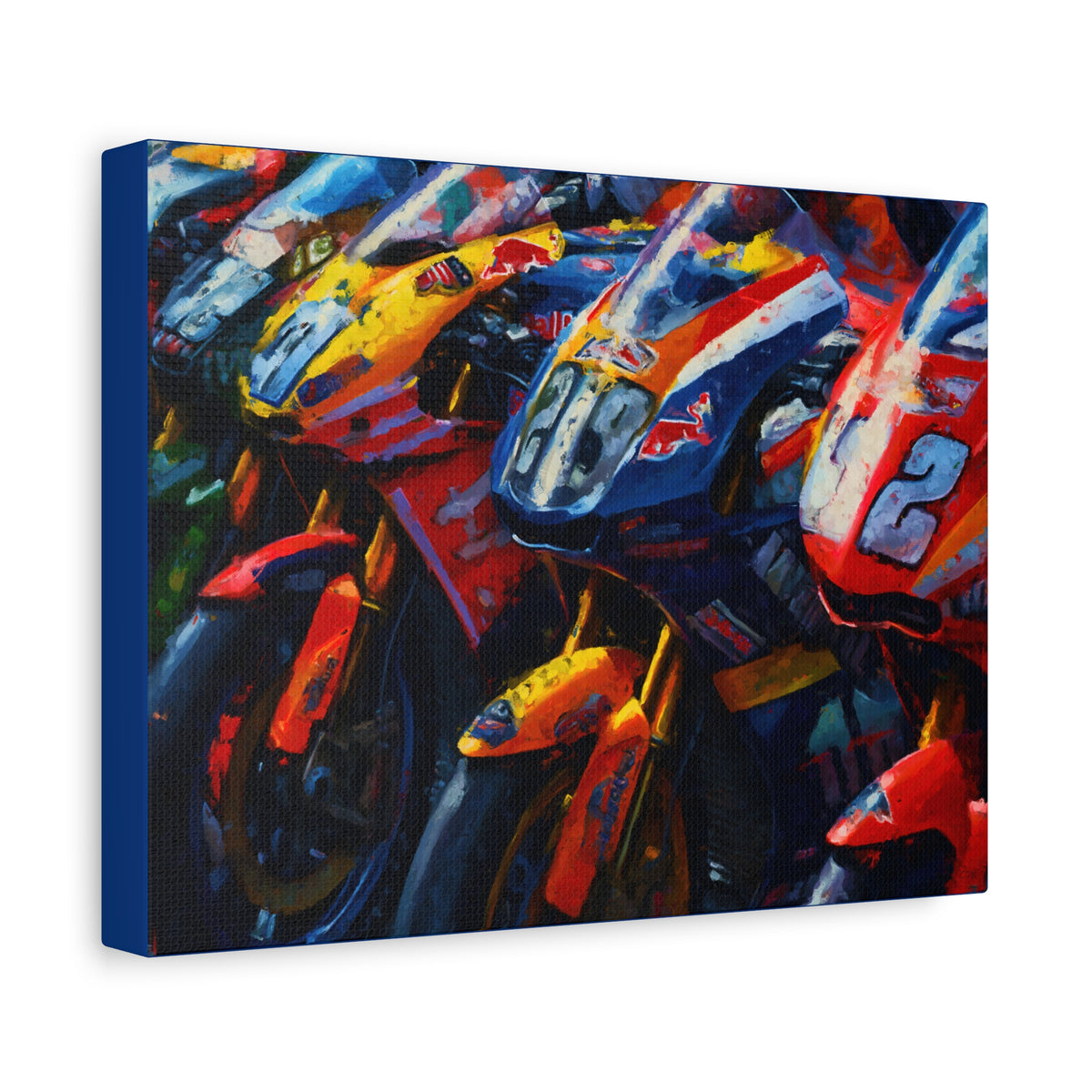 Impressionist MotoGP Bike Lineup Stretched Canvas Fine Art Print Poster, Ready to Hang, Wall Art MotoGP Gift