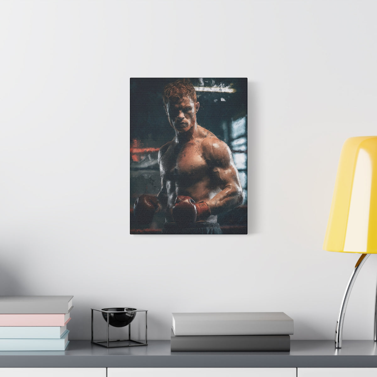 Canelo Álvarez Painting: Expressive Boxing Brilliance - Stretched Canvas Fine Art Boxing Print Poster, Ready to Hang, Wall Art Boxing Gift
