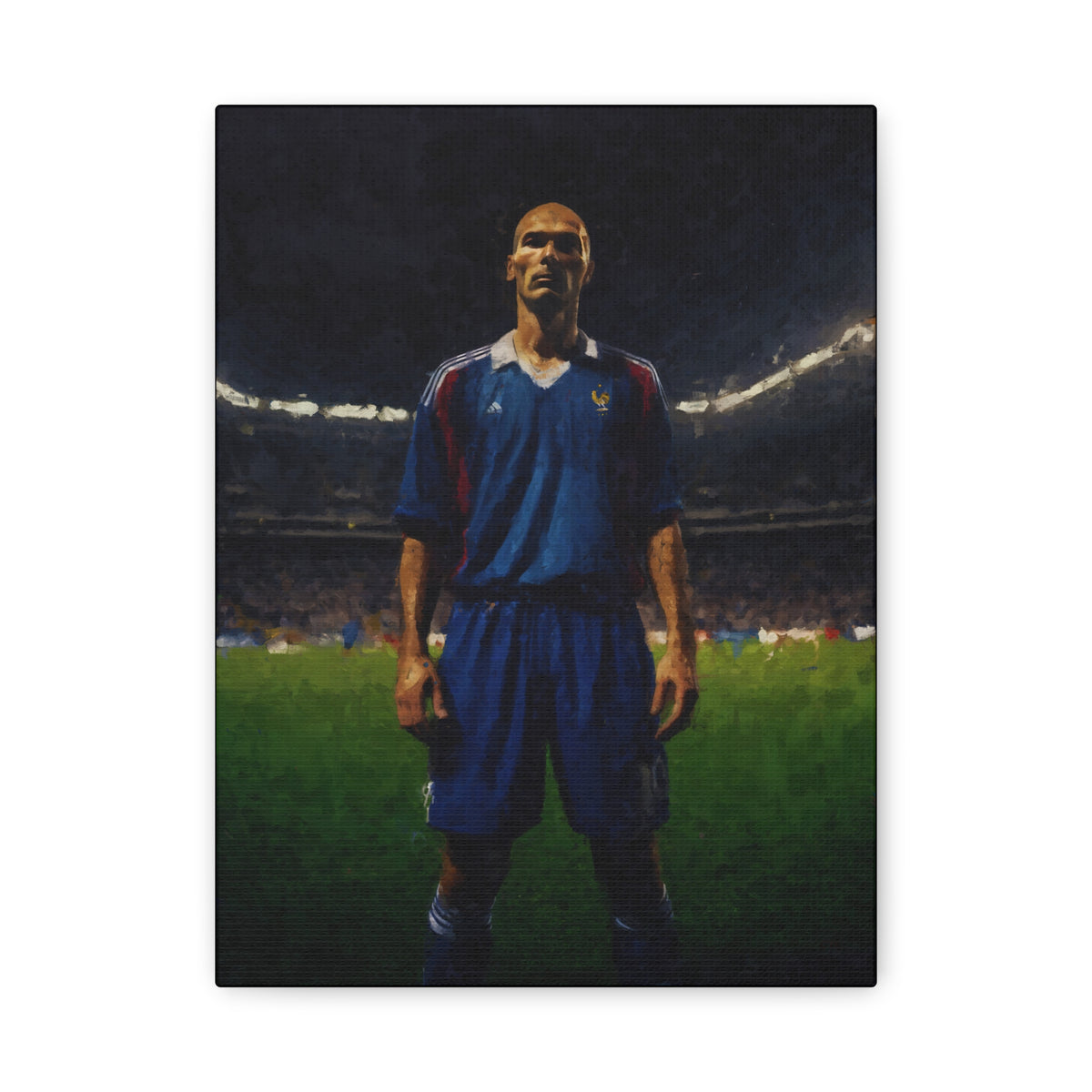 Zidane's Brilliance: Impressionist Portrait Painting - Stretched Canvas Football Art Print Poster- Ready to Hang Wall Art, Soccer Fan Gift
