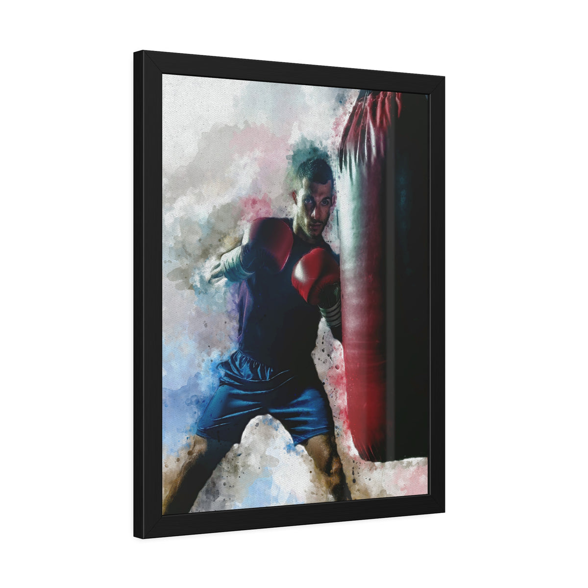 Gym Glory: Framed Watercolour Fine Art Boxing Print Poster - Ready to Hang, Wall Art Boxing Gift