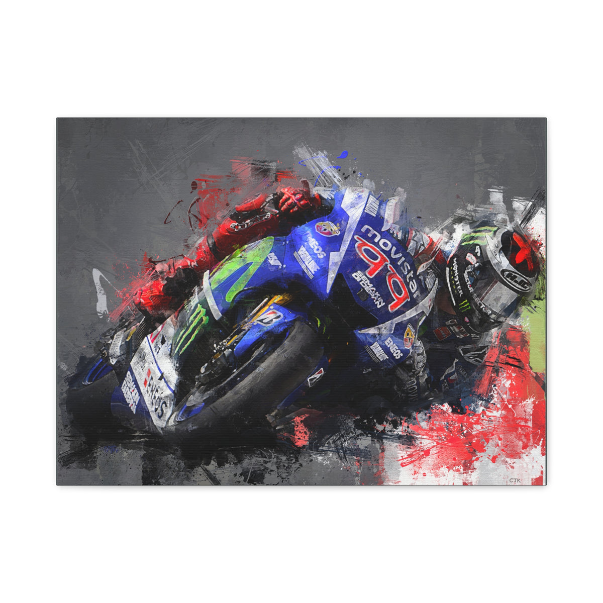 Speed Unleashed: Stretched Canvas Fine Art MotoGP Print Poster - Ready to Hang, Wall Art MotoGP Gift
