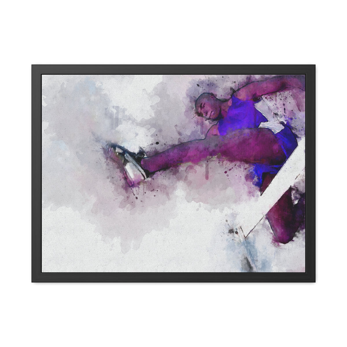 Expressionist Modern Art Watercolour Print of Hurdler - Framed & Ready to Hang, Fine Art Painting Poster, Athletics Wall Art, Athletics Fan Gift