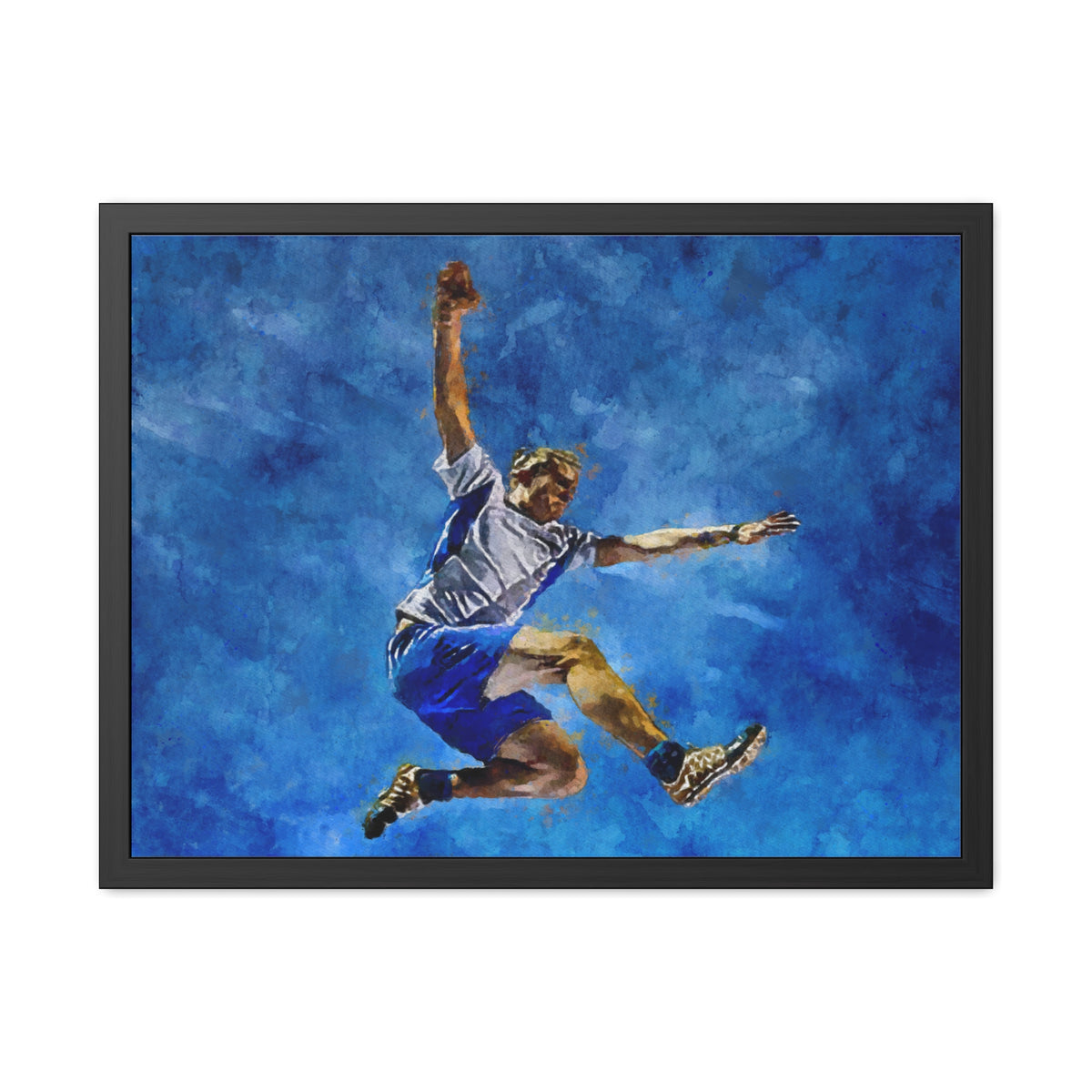 Expressive Long Jumper Watercolour Print - Premium Framed Art, Ready to Hang Framed Watercolour Fine Art Painting Print Poster, Athletics Wall Art, Athletics Fan Gift