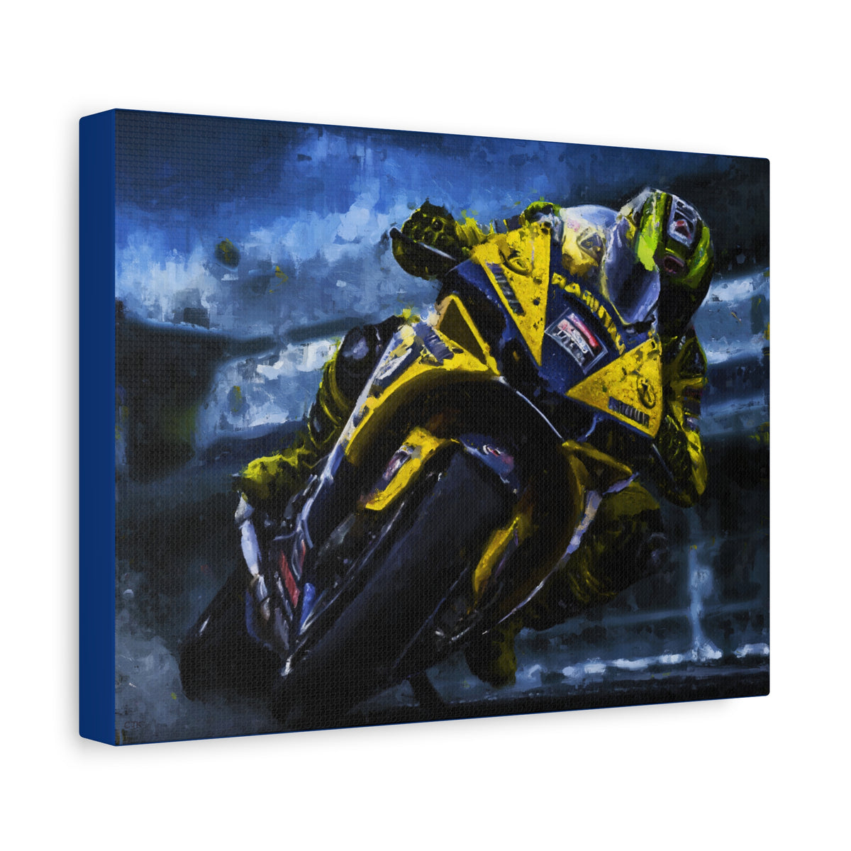 Feel the Thrill: Impressionist MotoGP Bike Rider, Fine Art Print on Stretched Matte Canvas - Ready to Hang, Wall Art MotoGP Gift.