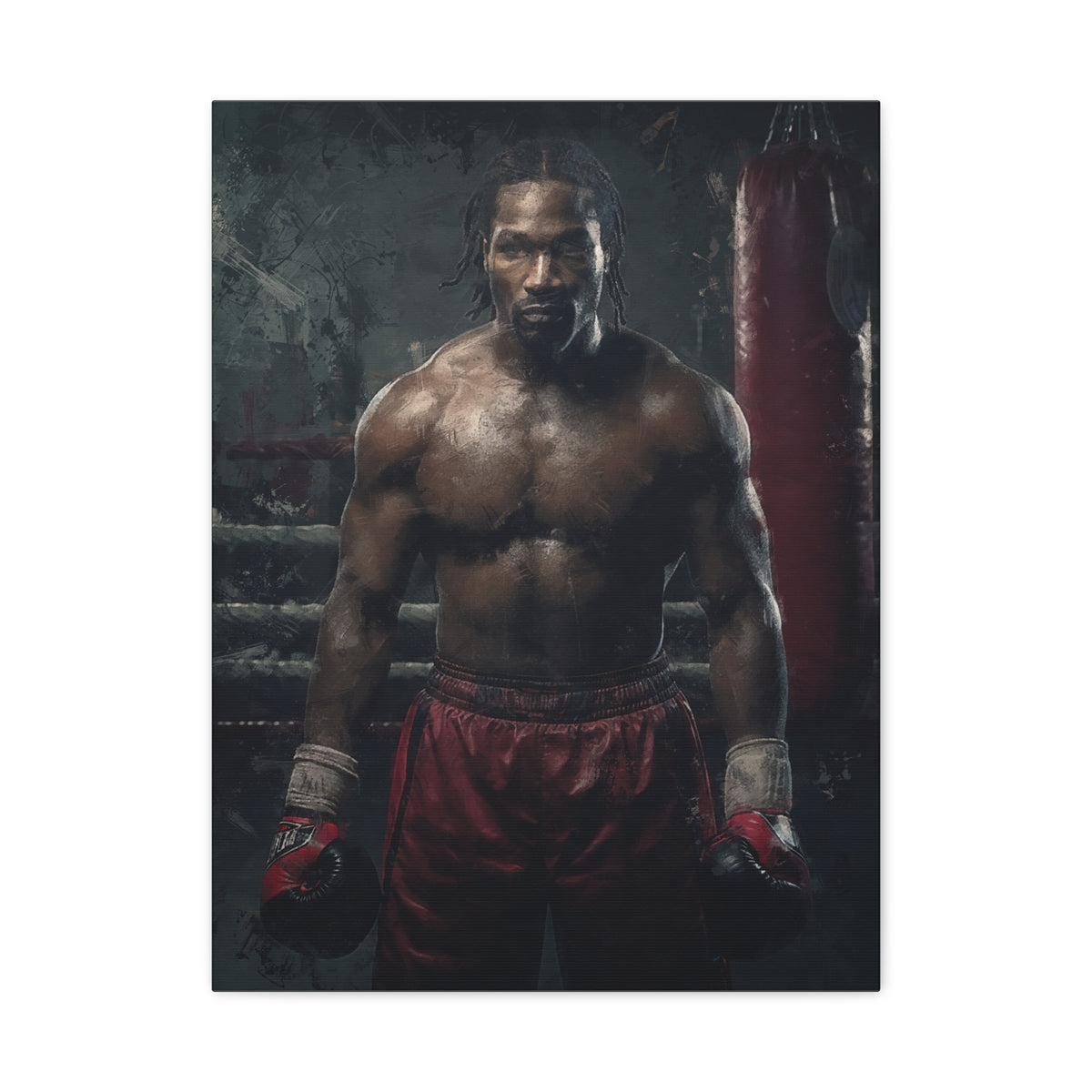 Lennox Lewis: Dynamic Boxing Brilliance - Stretched Canvas Fine Art Boxing Print Poster, Ready to Hang, Wall Art Boxing Gift