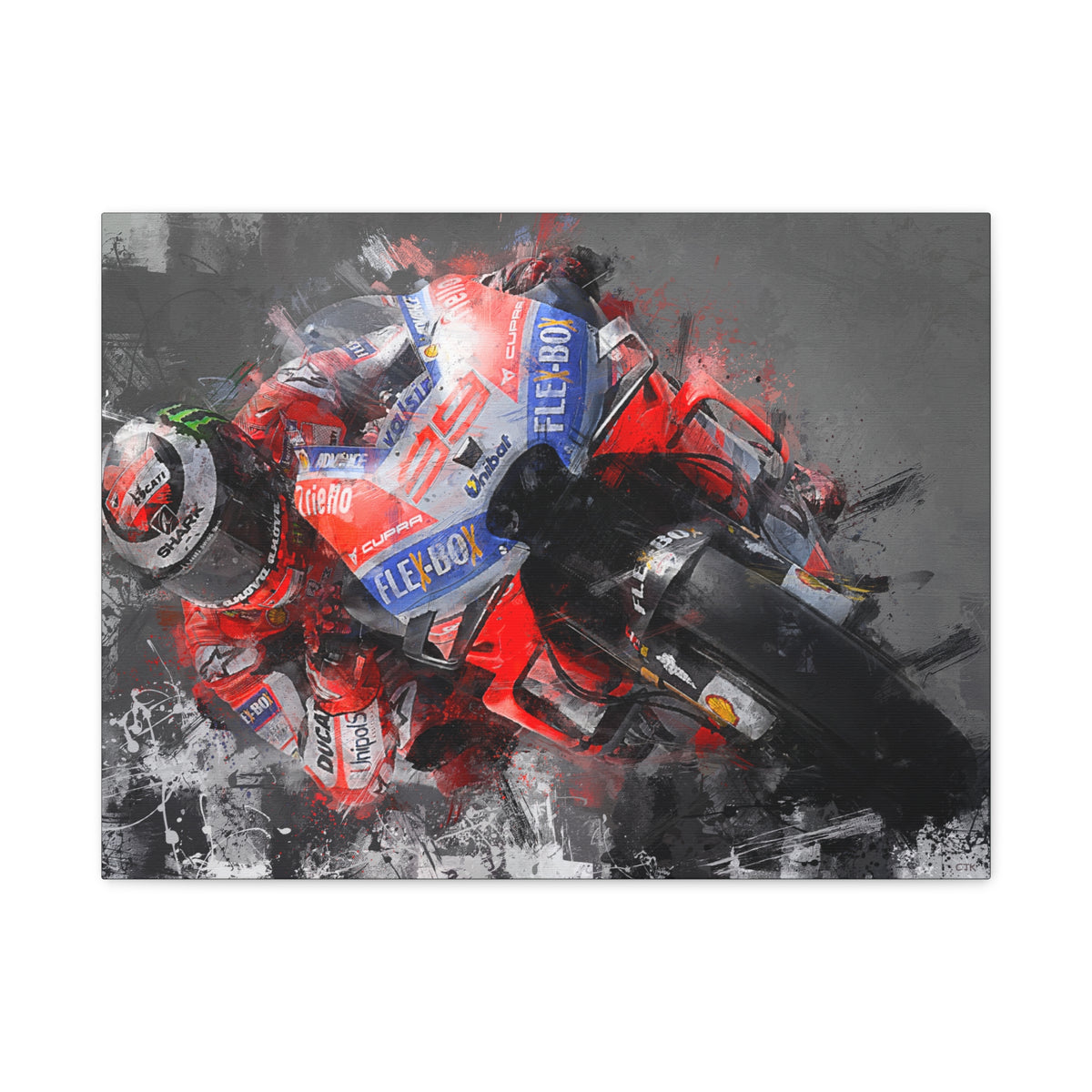 Expressive Speed: Stretched Canvas Fine Art MotoGP Print Poster - Ready to Hang, Wall Art MotoGP Gift