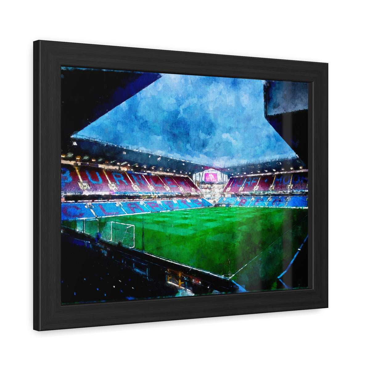 Burnley Turf Moor - Expressionist Modern Art - Ready to Hang Framed Watercolour Fine Art Painting Print Poster, Football Wall Art, Soccer Fan Gift