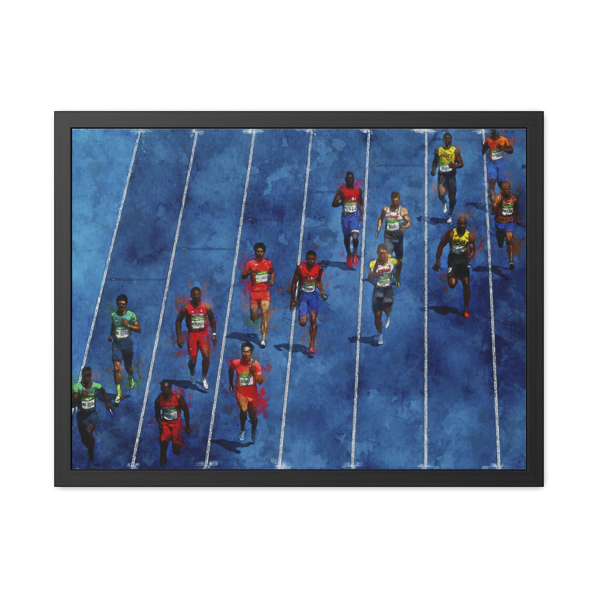 Dynamic Sprint Racer Expressionist Art - Framed Watercolour Print, Perfect for Athletics Fans, Ready to Hang, Athletics Wall Art, Athletics Fan Gift