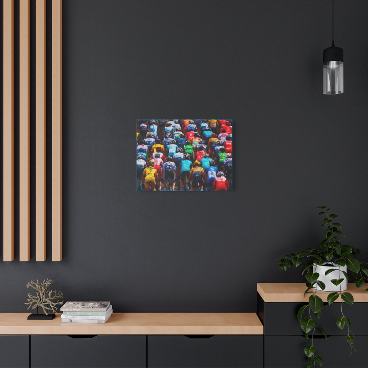Cycling Harmony-Peloton Rhapsody: Expressionist Oil Painting Canvas Art Print - Ready to Hang , Matte Canvas, Stretched, 1.25"