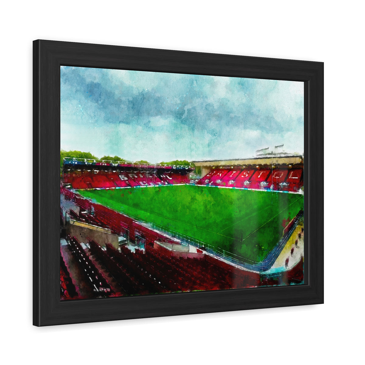 Ashton Aura: Bristol Rugby Painting - Ready to Hang Framed Fine Art Rugby Print Poster, Stadium Ground Wall Art, Bears Rugby Fan Gift