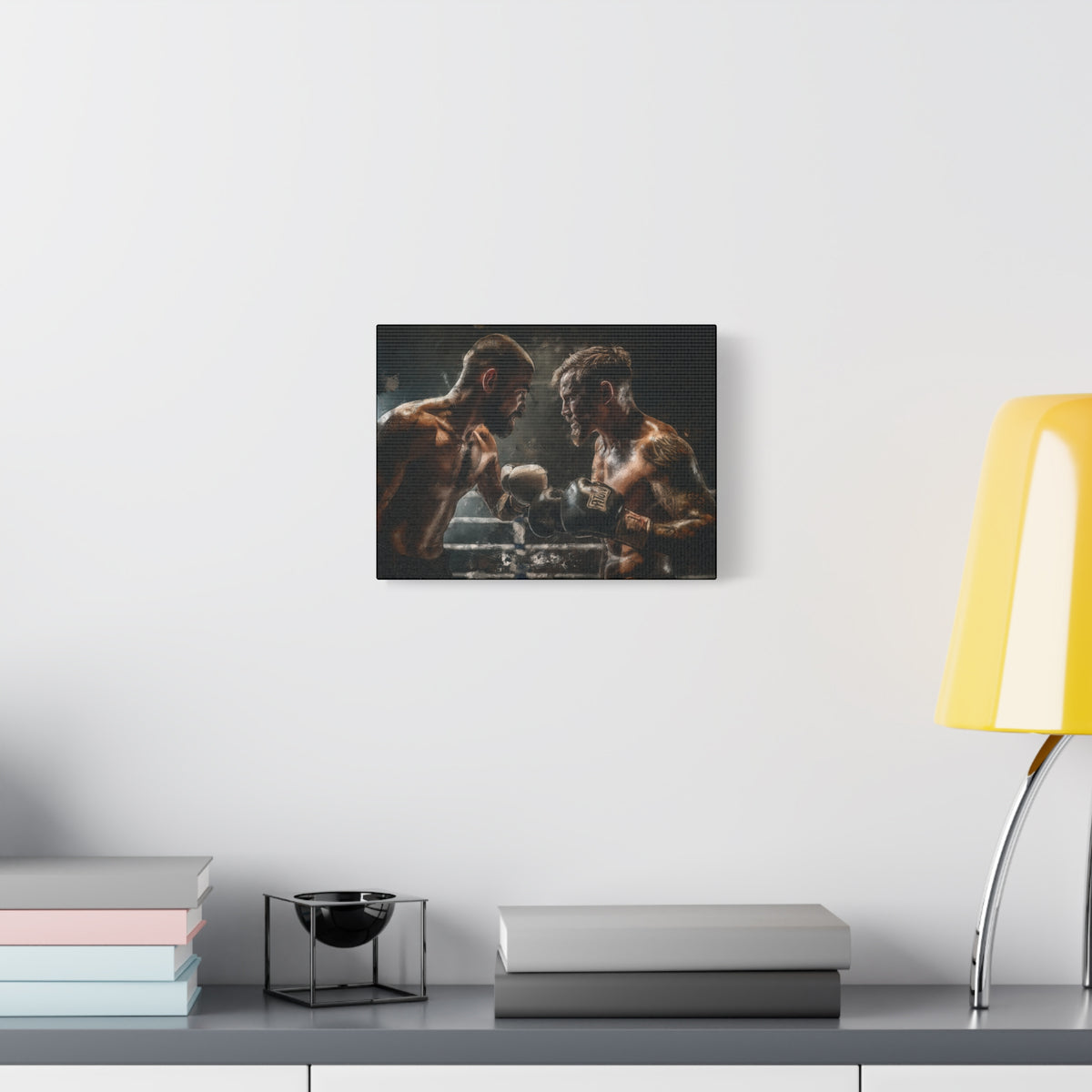 Boxing Ring Duel: Stretched Canvas Fine Art Boxing Print Poster - Ready to Hang, Wall Art Boxing Gift