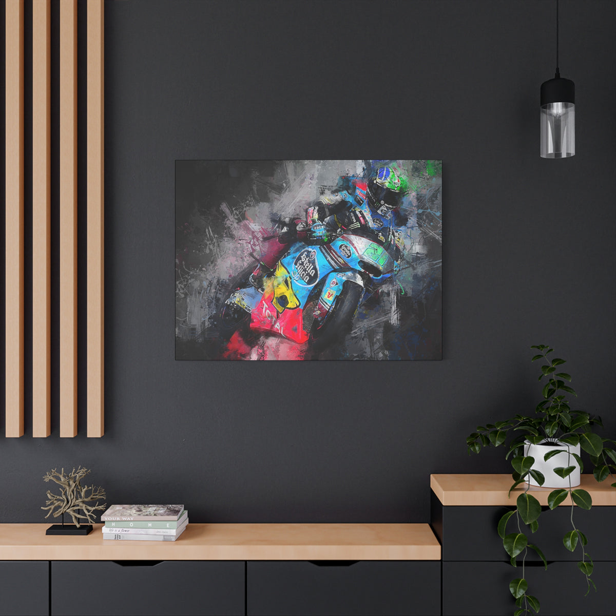 Experience the Roar: Stretched Canvas Fine Art MotoGP Print Poster - Ready to Hang, Wall Art MotoGP Gift