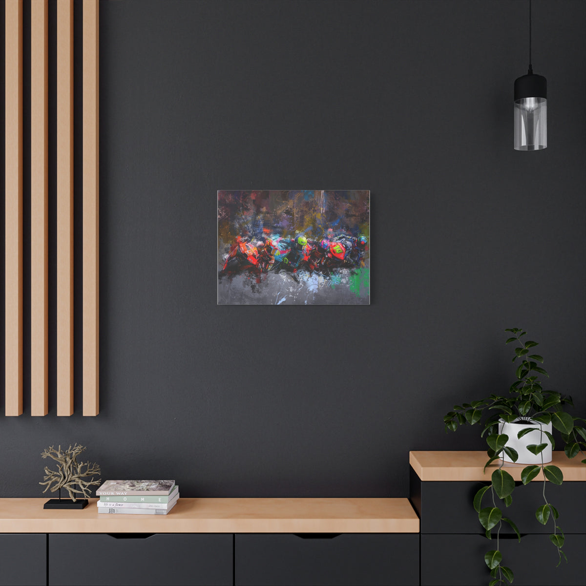 Racing Elegance: Stretched Canvas MotoGP Fine Art Print Poster - Ready to Hang, Wall Art MotoGP Gift