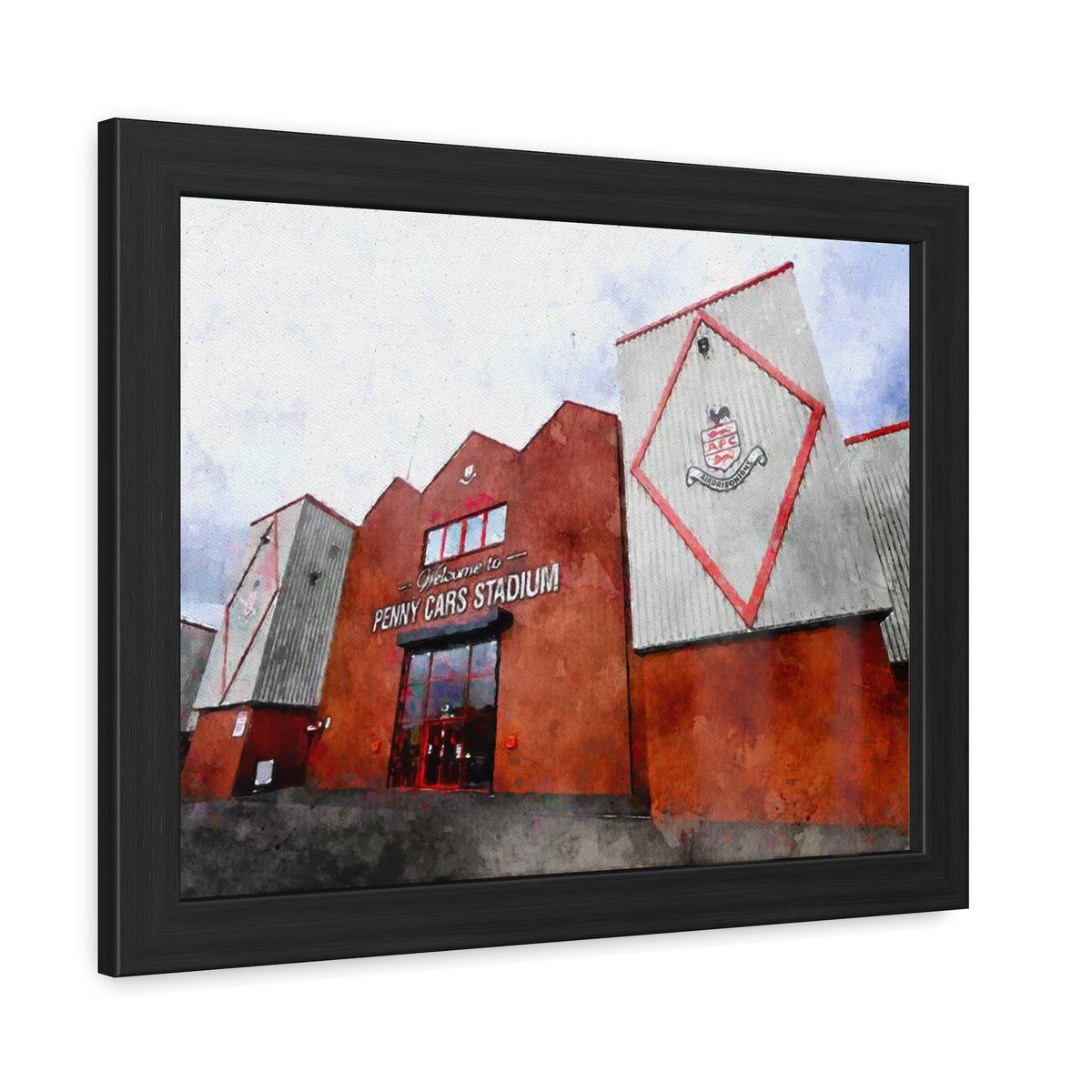 Airdrieonians Excelsior Stadium Watercolour Art - Dynamic Diamonds Football Print - Ready to Hang Framed Watercolour Fine Art Painting Print Poster