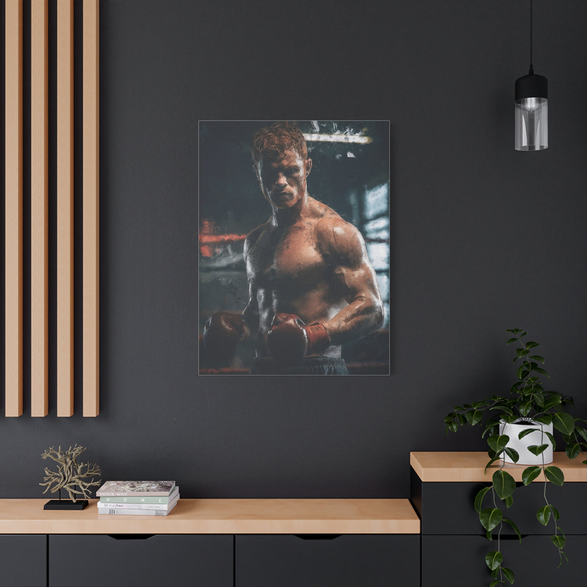 Canelo Álvarez Painting: Expressive Boxing Brilliance - Stretched Canvas Fine Art Boxing Print Poster, Ready to Hang, Wall Art Boxing Gift