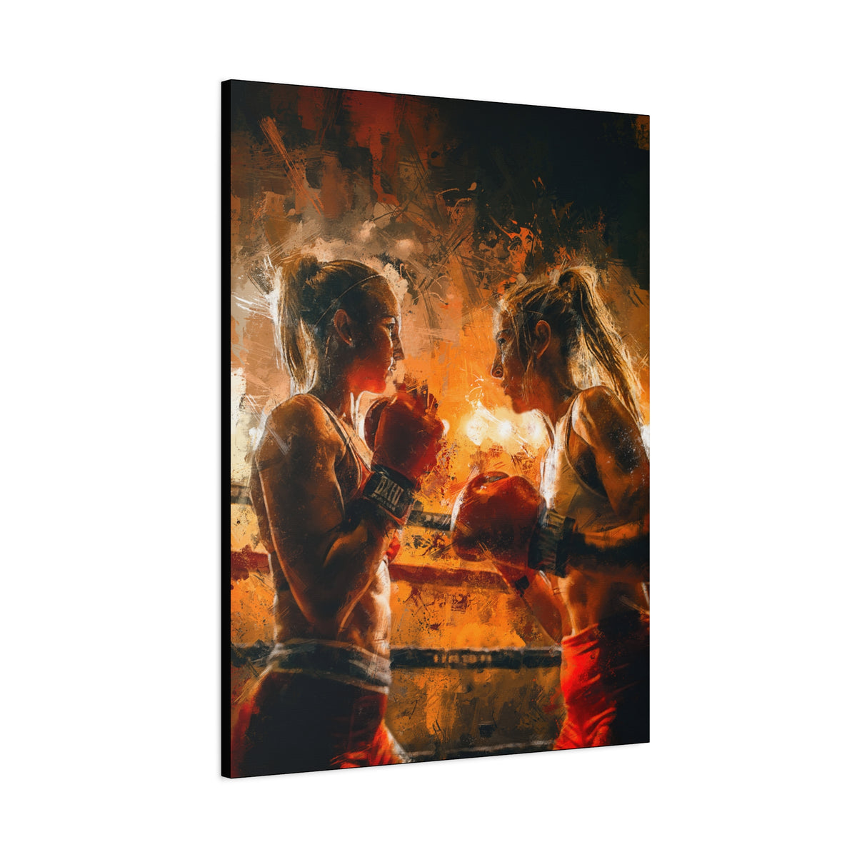 Dynamic Duels: Canvas Framed Fine Art Print Poster - Ready to Hang, Wall Art Boxing Gift