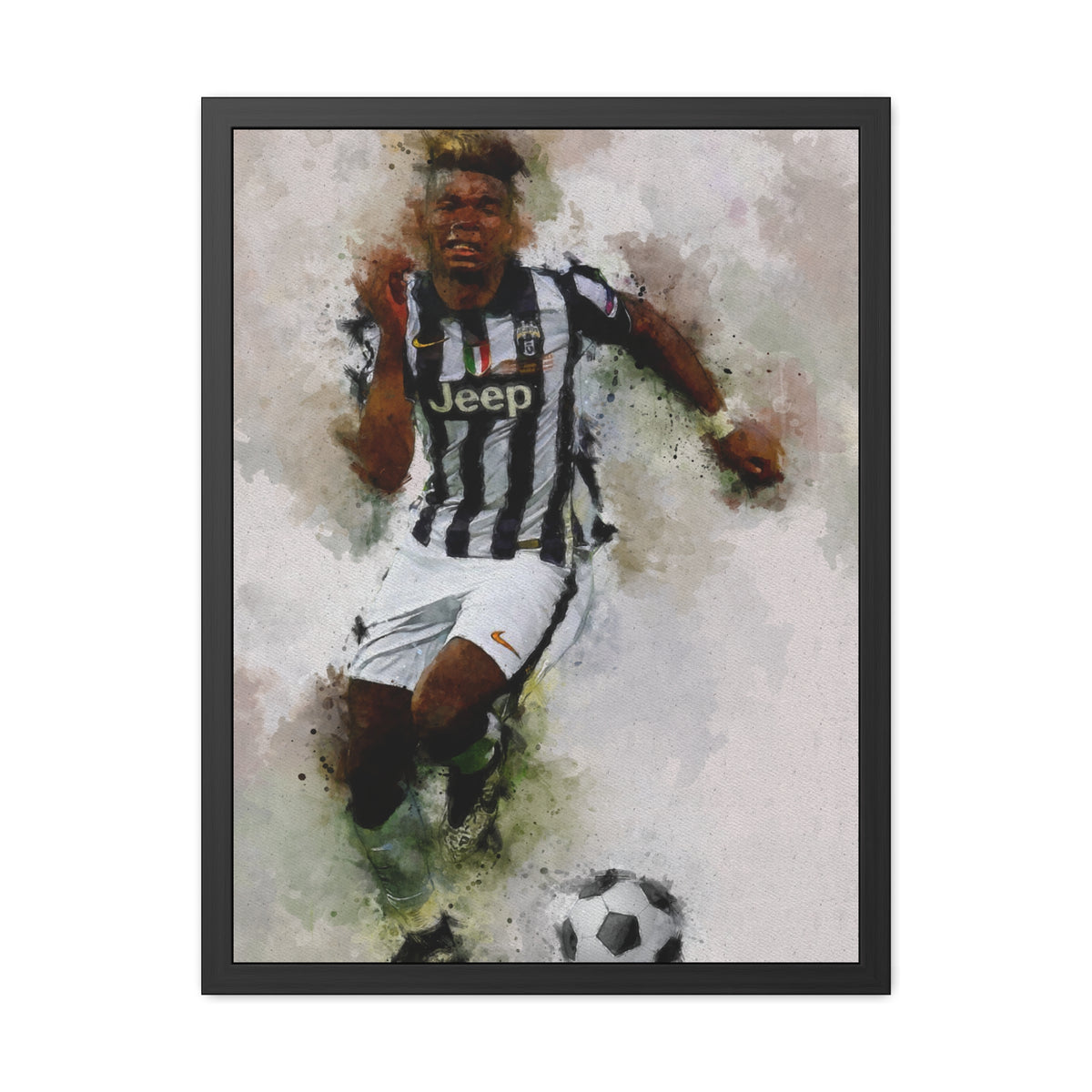 Paul Pogba Expressionist Modern Art Watercolour Print - Celebrate Football Legend's Career - Ready to Hang Framed Fine Art Painting Poster, Football Wall Art, Soccer Fan Gift