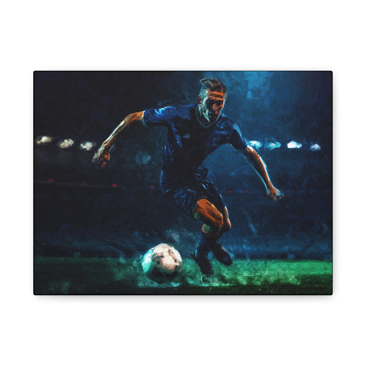 Enchanting Dribble: Impressionist Soccer Art Painting Print - Stretched Canvas Fine Art Poster, Ready to Hang - Perfect Football Fan Gift
