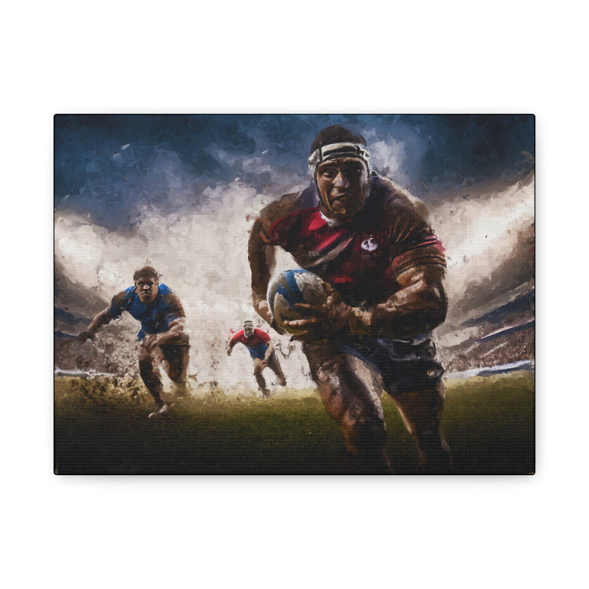 Rugby in Motion: Impressionist Canvas Fine Art Print - Ready to Hang Wall Art, Rugby Fanatic Gift