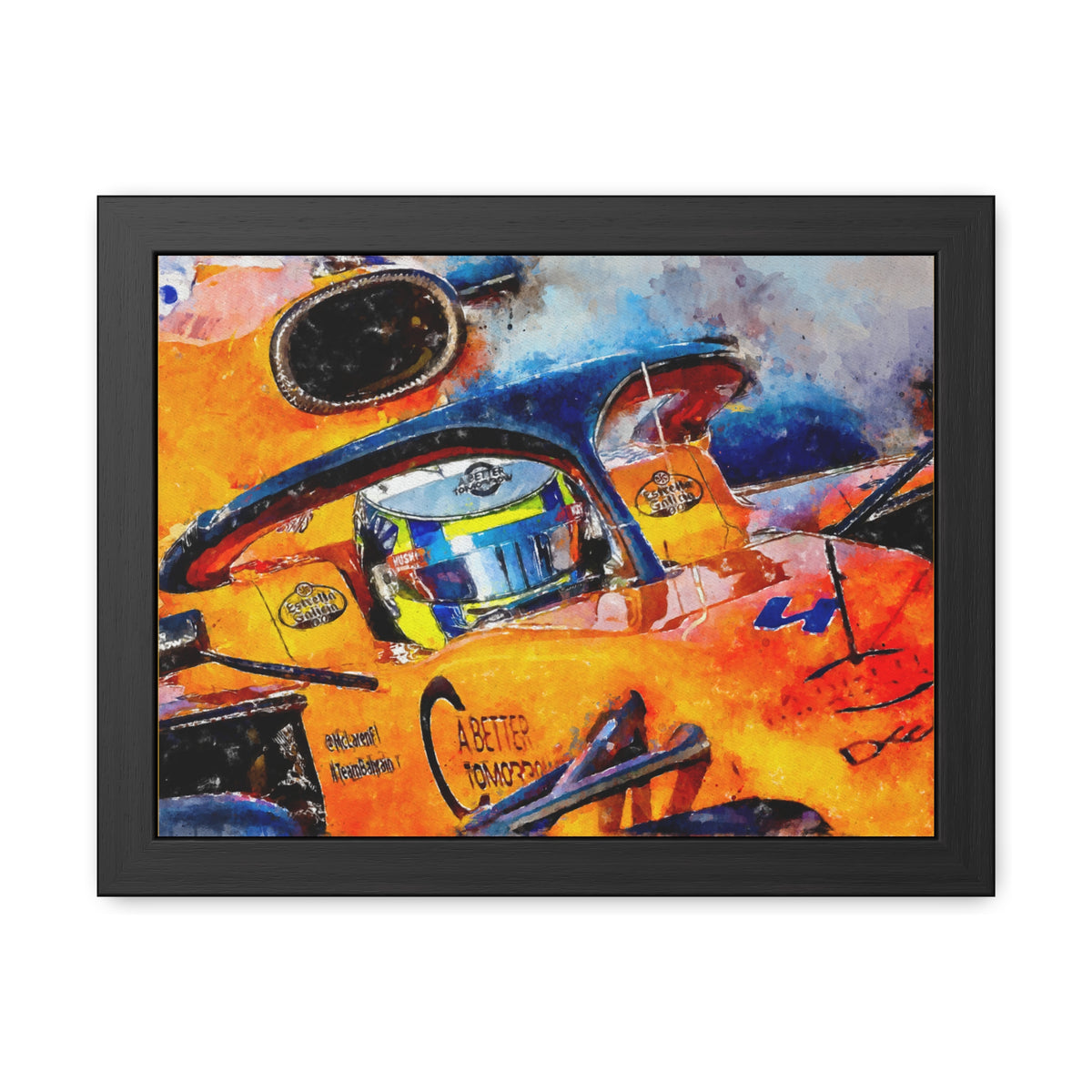 Lando Norris F1 Masterpiece: Framed Watercolour Fine Art Print Poster - Ready to Hang, Wall Art Formula One Gift