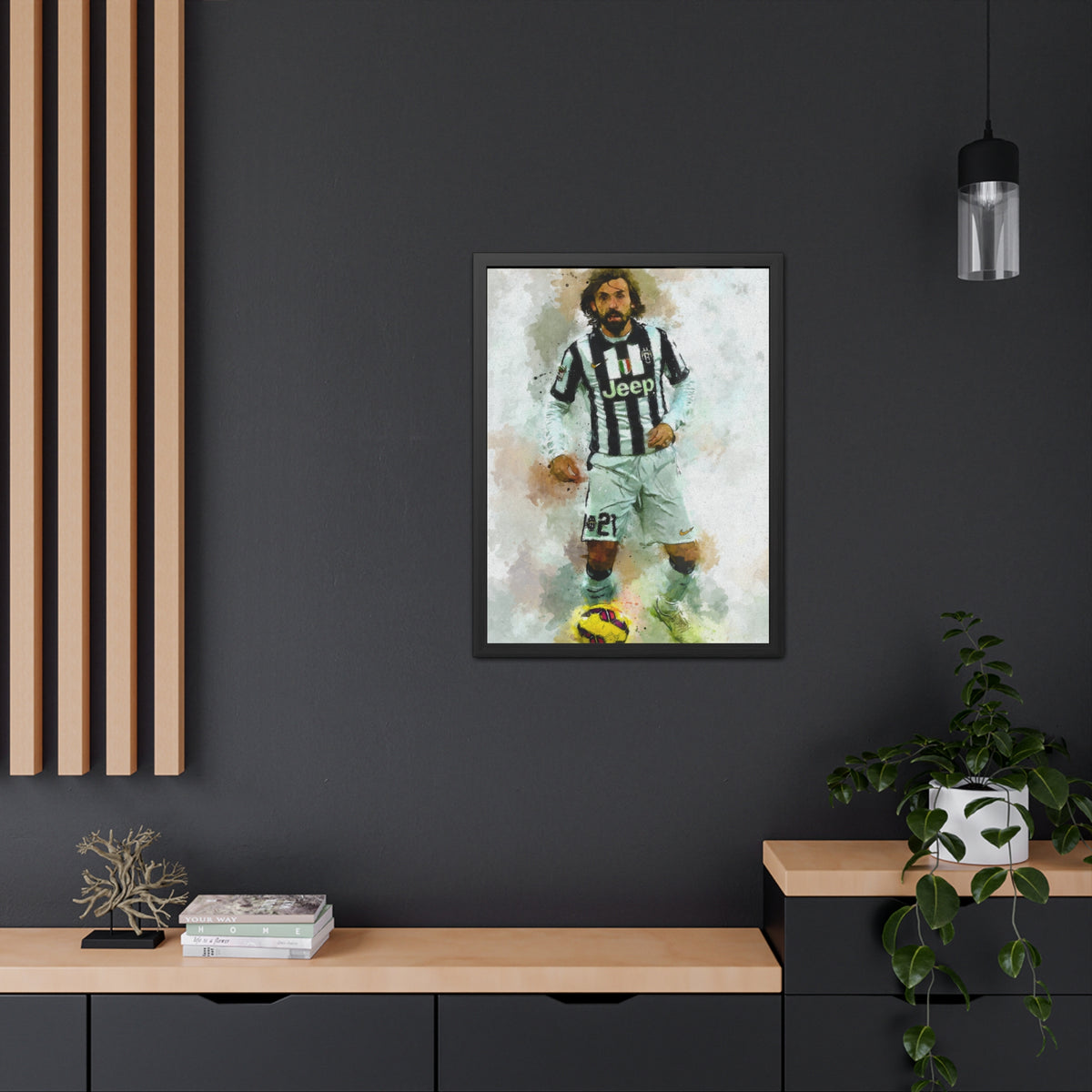 Andrea Pirlo Expressionist Portrait - Soccer Maestro Art! Ready to Hang Framed Watercolour Fine Art Painting Print Poster, Football Wall Art, Soccer Fan Gift