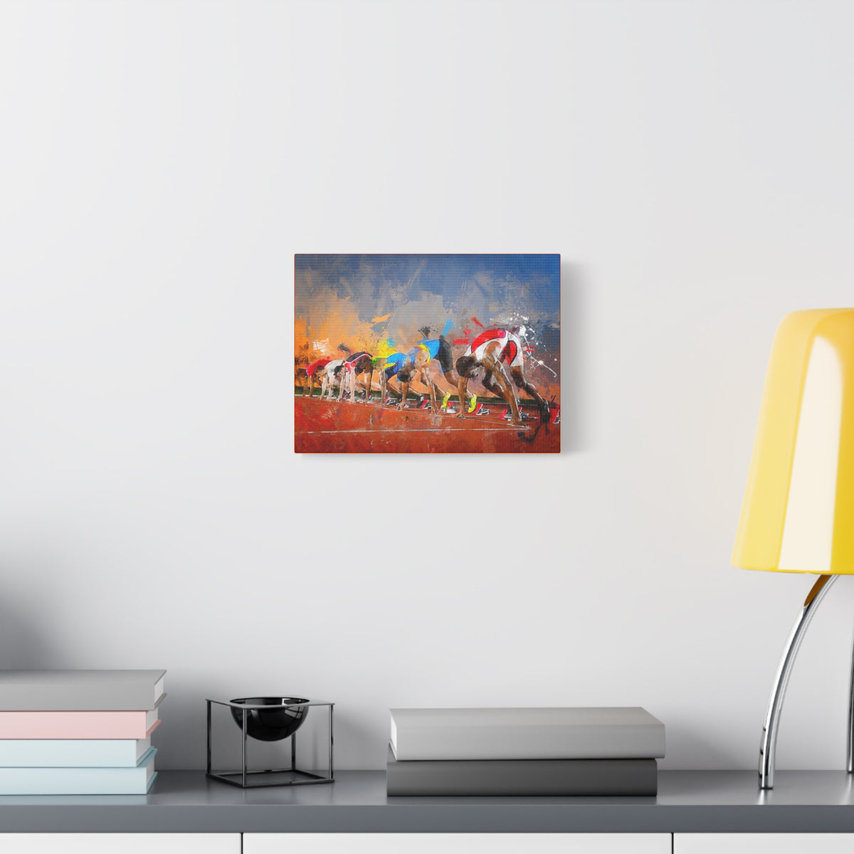 Dynamic Sprinter Expressionist Modern Art Print on Stretched Canvas - Fine Art Athletics Wall Decor, Ready to Hang Poster, Sprinter Fan Gift