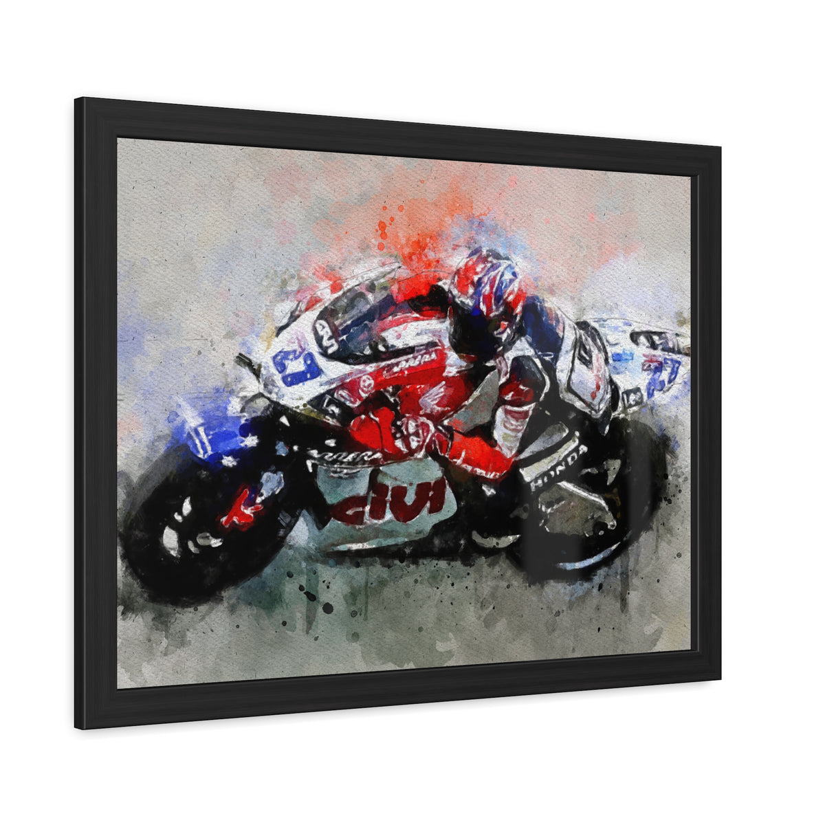 MotoGP Masterpiece: Framed Watercolour Fine Art Print Poster, Ready to Hang, Wall Art, Perfect Gift for Fans of Casey Stoner