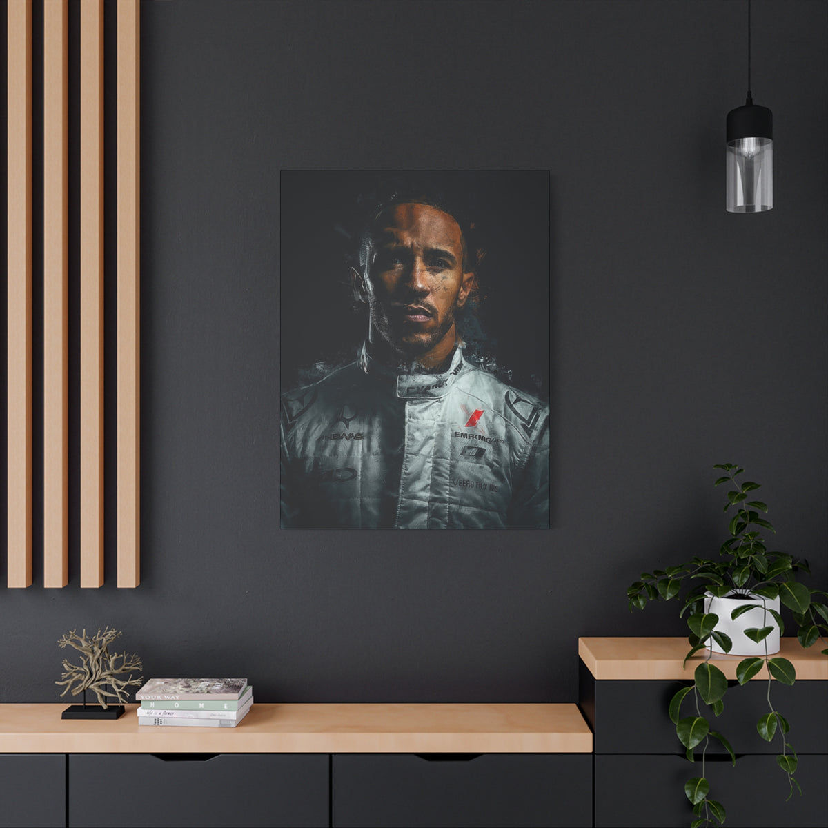 Captivating Lewis Hamilton Portrait - Stretched Canvas Fine Art Print, Ready to Hang, Wall Art Formula One Gift