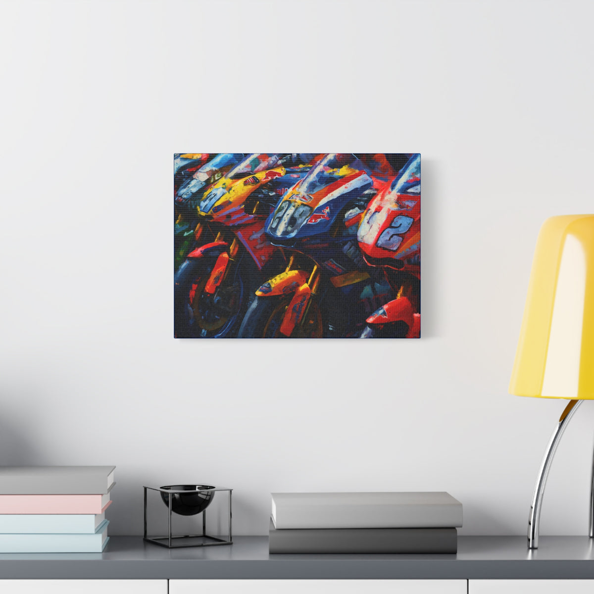 Impressionist MotoGP Bike Lineup Stretched Canvas Fine Art Print Poster, Ready to Hang, Wall Art MotoGP Gift