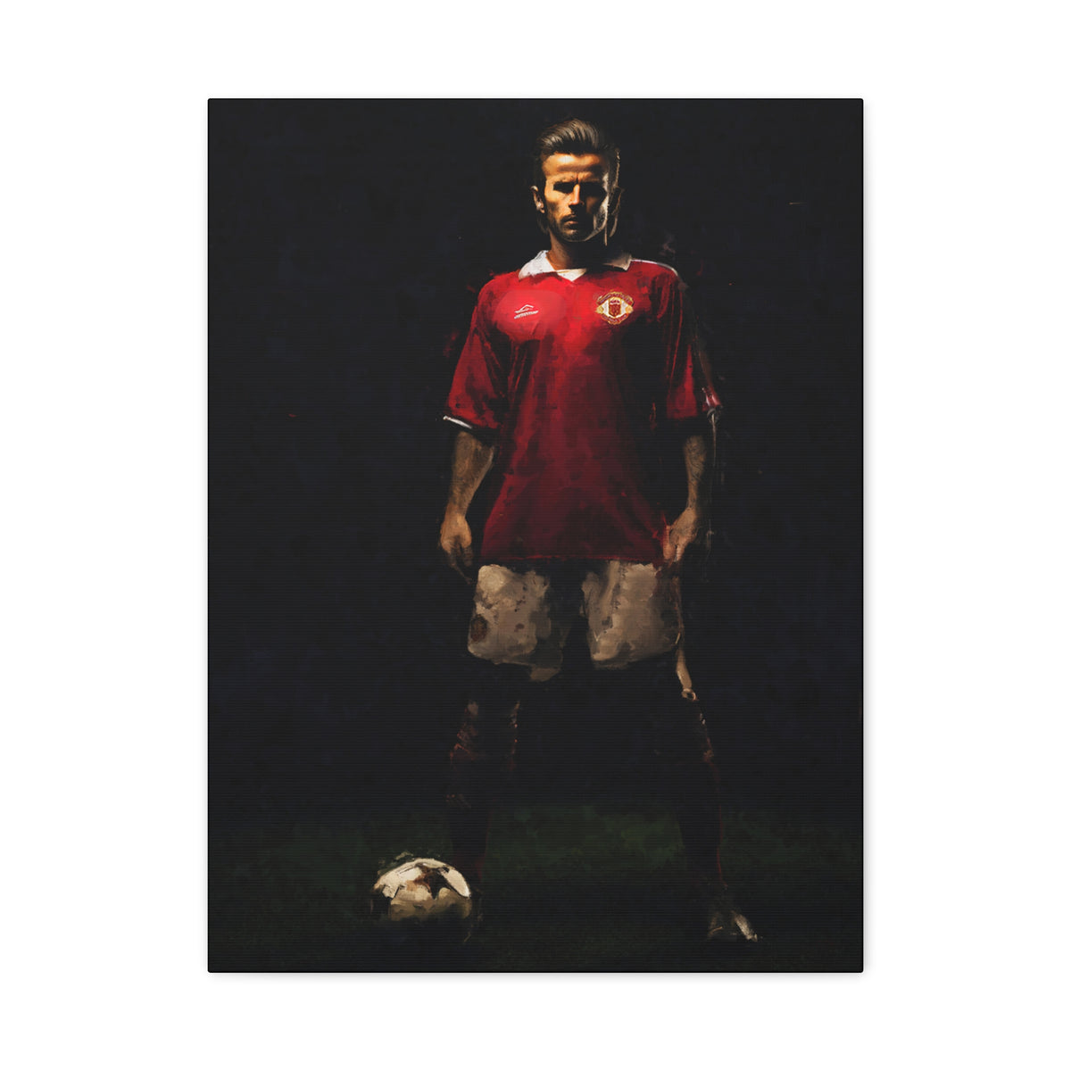 Beckham's Elegance: Impressionist Portrait Painting - Stretched Canvas Football Fine Art Print Poster- Ready to Hang Football Wall Art