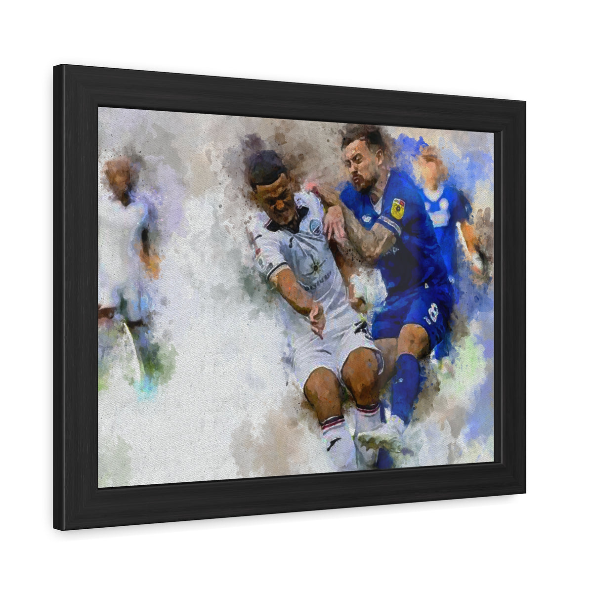 Cardiff vs. Swansea Derby Ready to Hang Framed Watercolour Fine Art Painting Print Poster, Football Wall Art, Soccer Fan Gift
