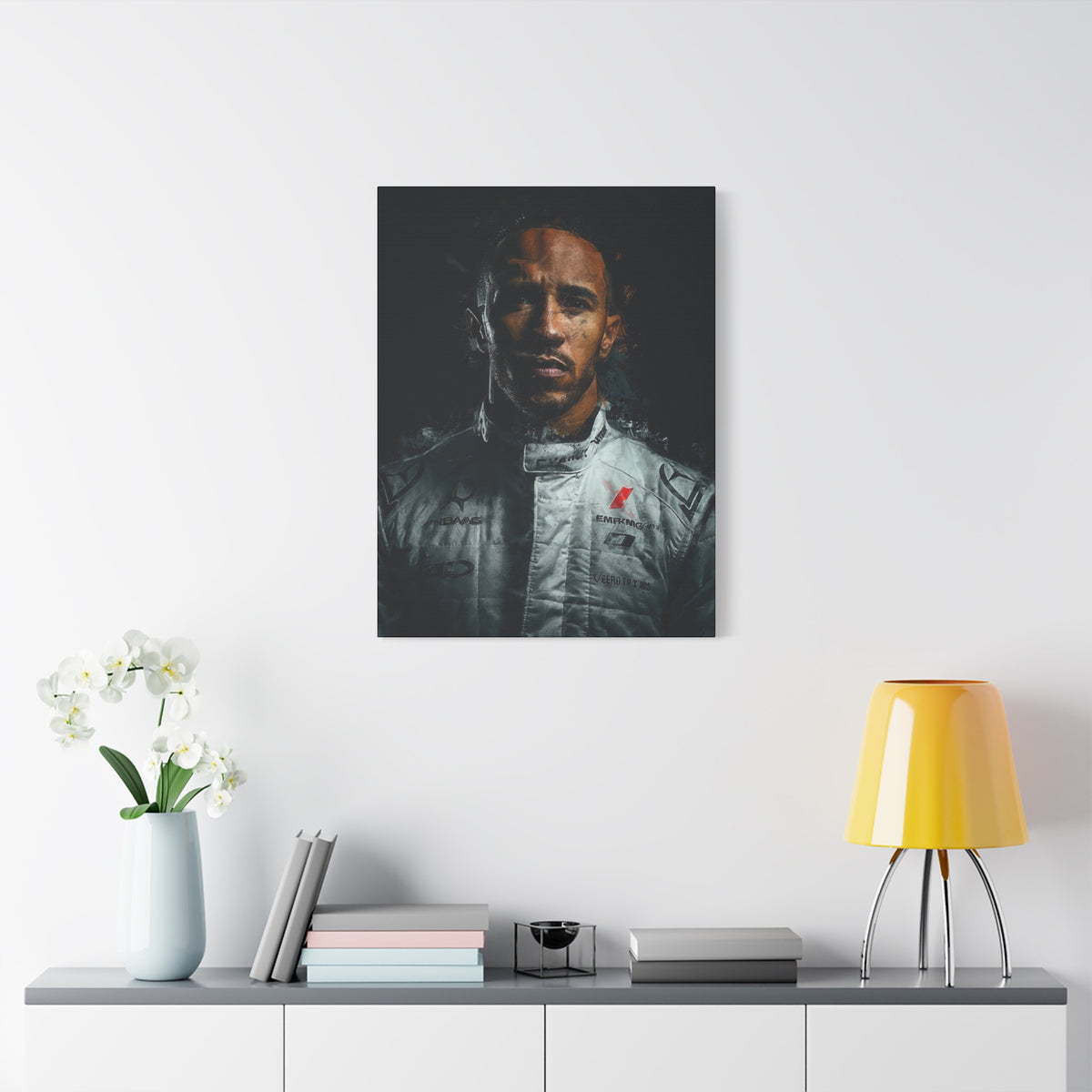 Captivating Lewis Hamilton Portrait - Stretched Canvas Fine Art Print, Ready to Hang, Wall Art Formula One Gift