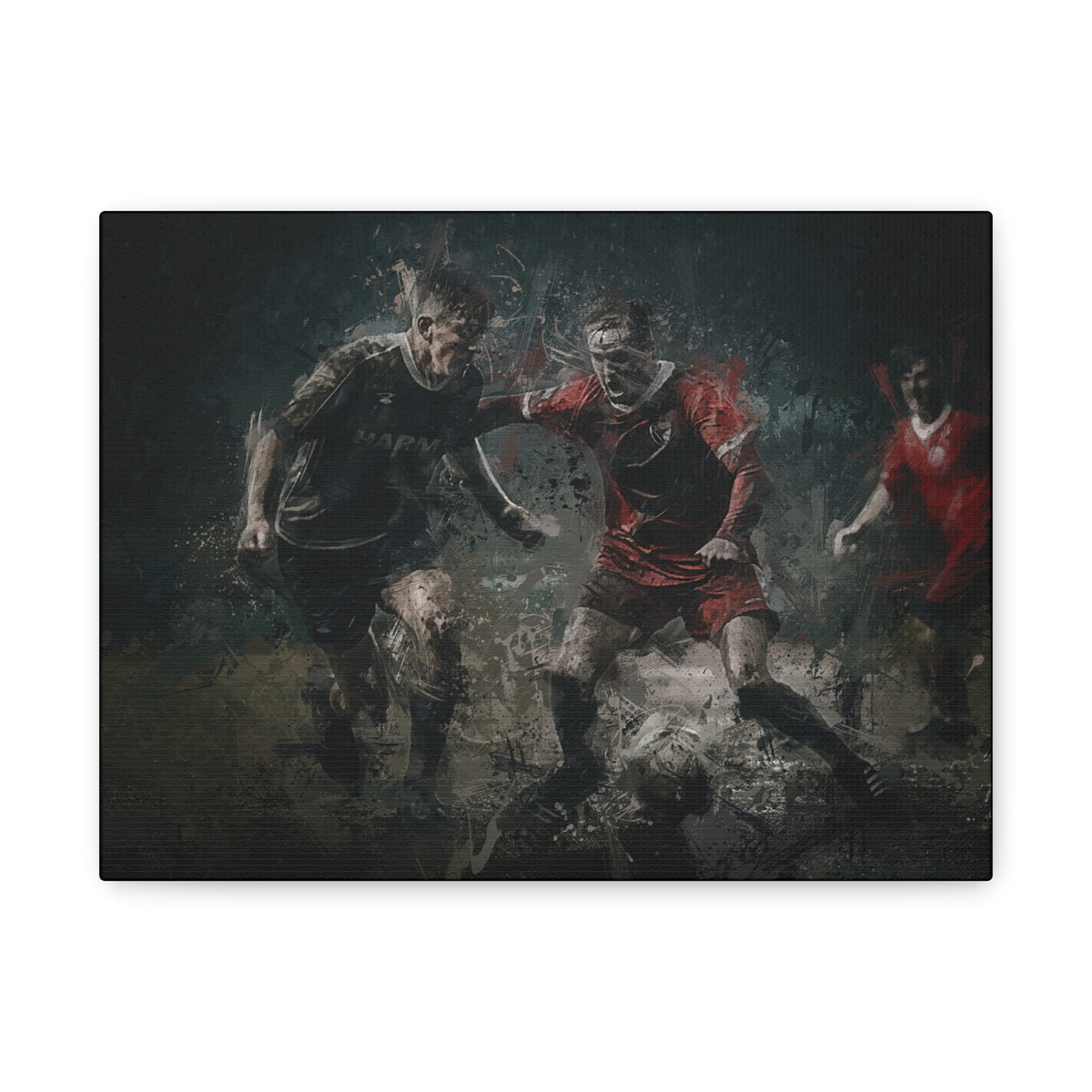Football Passion in Motion: Expressionist Soccer Art Painting Print, Stretched Canvas Fine Art Poster, Ready to Hang - Ideal Soccer Fan Gift